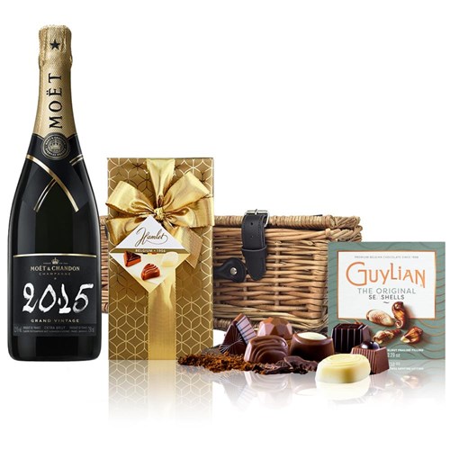 Moet And Chandon Brut Vintage 2013-15 Champagne 75cl And Chocolates Hamper